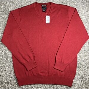Jos A Bank Sweater Signature Collection Men's Large Red 100% Pima‎ Cotton NWT